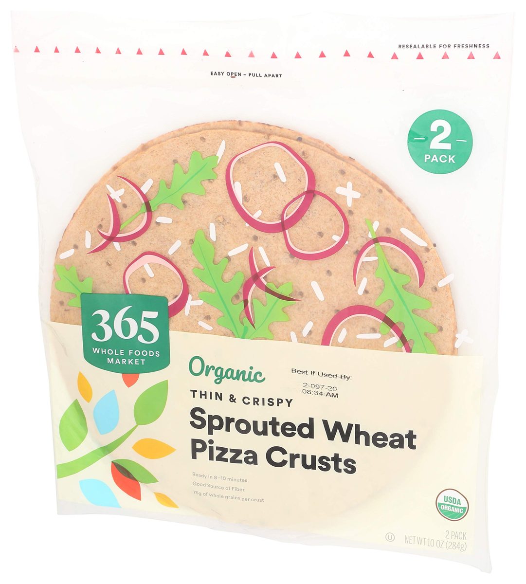 365 Everyday Value, Pizza Crusts Sprouted Wheat Organic 12 Inch 2 Count, 10 Ounce
