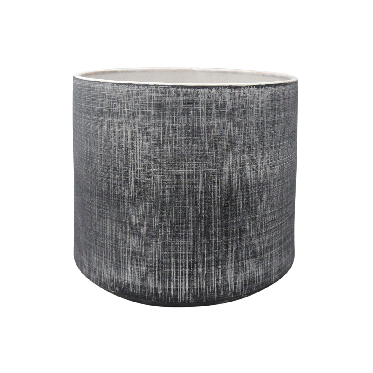 Amazon Brand – Stone & Beam Mid-Century 100% Stoneware Planter, 7.87"H, Distressed Black