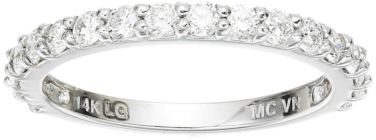 Women's Lab Grown Diamond Shared Prong Wedding Band in 14k White Gold (1/2 cttw, I-J Color, SI1-SI2 Clarity), Size 7, One Size