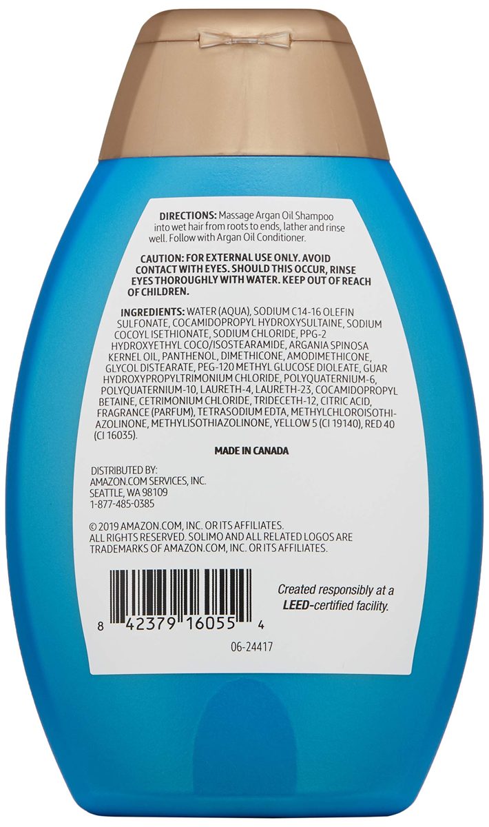Amazon Brand - Solimo Argan Oil Shampoo, 13 fl. Oz