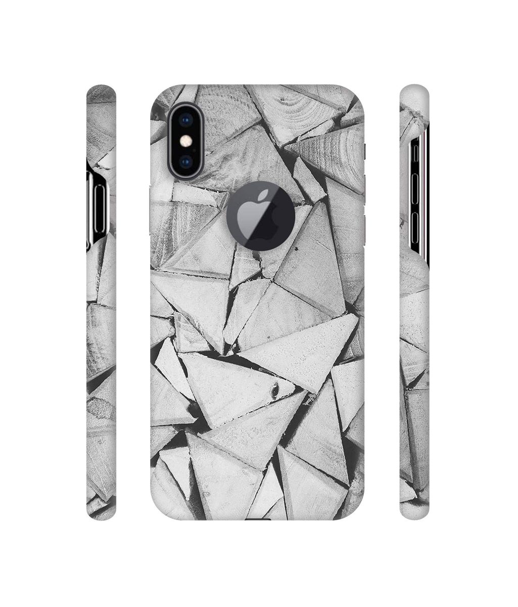 Amazon Brand - Solimo Designer Wooden Triangles 3D Printed Hard Back Case Mobile Cover for Apple iPhone Xs Max (Logo Cut)