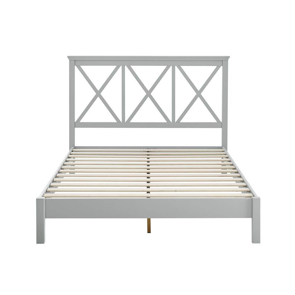 Amazon Brand – Stone & Beam Rustic Solid Pine Bed with Headboard, King, 81.89"W, Gray