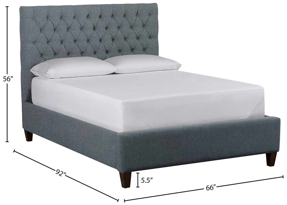 Amazon Brand – Stone & Beam Prudence Tufted Queen Bed, 66"W, Lagoon