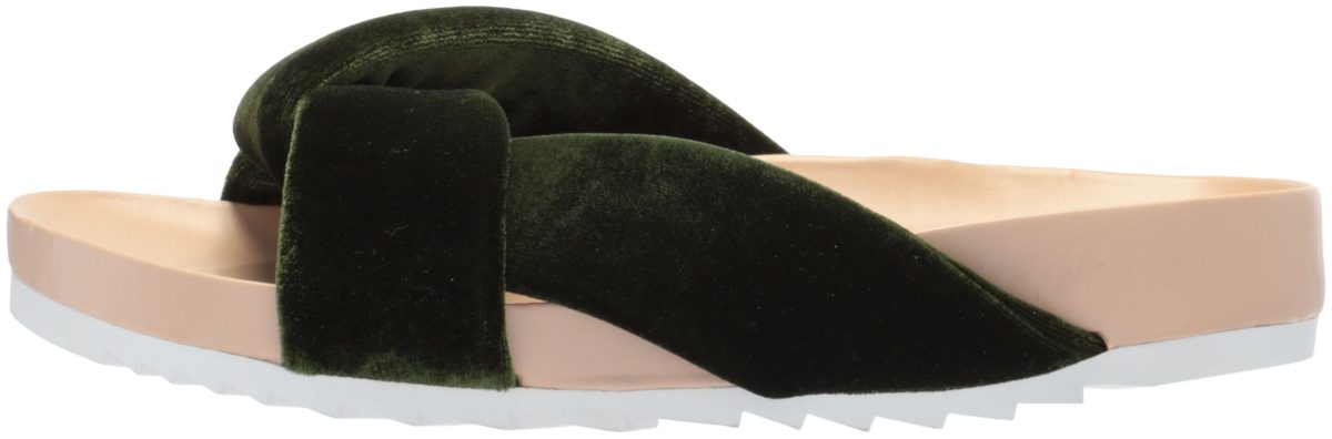 Amazon Brand - The Fix Women's Violet Twist Strap Soft Footbed Slide Sandal Flat, Olive Velvet, 9.5 B US