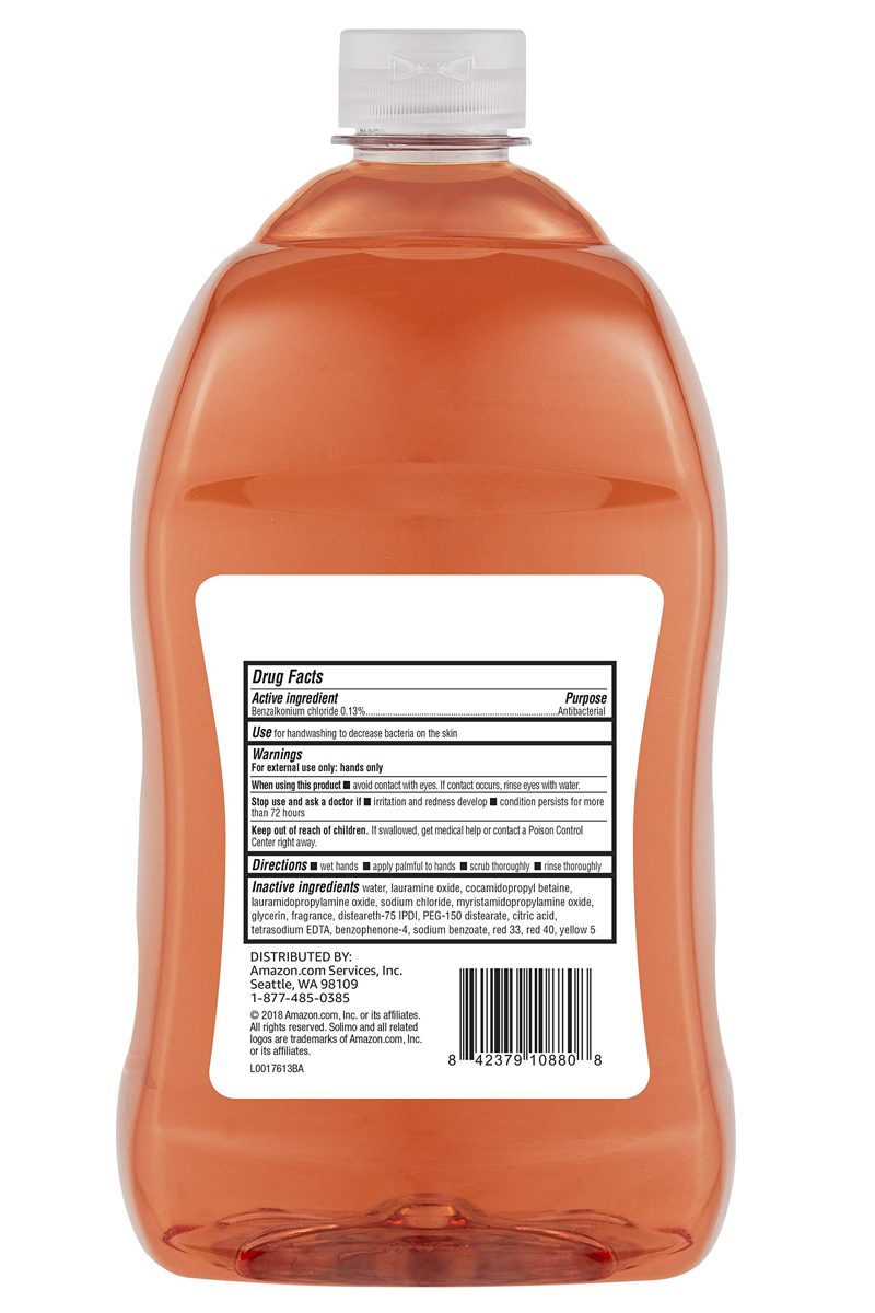 Amazon Brand - Solimo Antibacterial Liquid Hand Soap Refill, Light Moisturizing, Triclosan Free, 56 Fluid Ounce (Pack of 4) & Solimo Tall Kitchen Drawstring Trash Bags, 13 Gallon, 120 Count