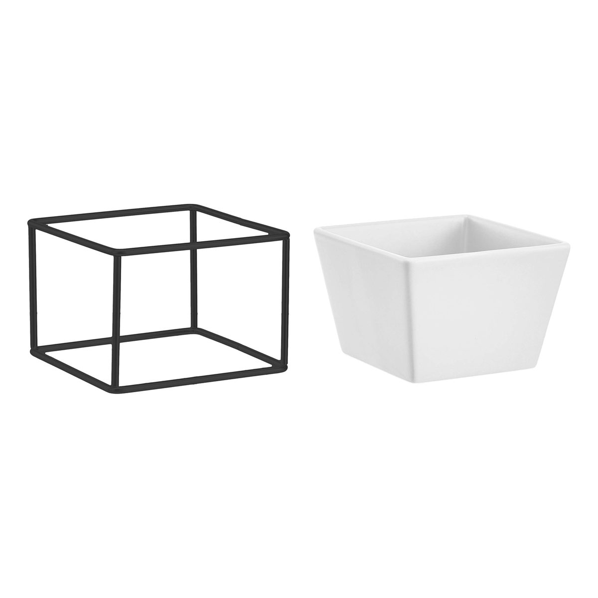 AmazonBasics Tabletop Planter, Square - White/Black (2-Pack)
