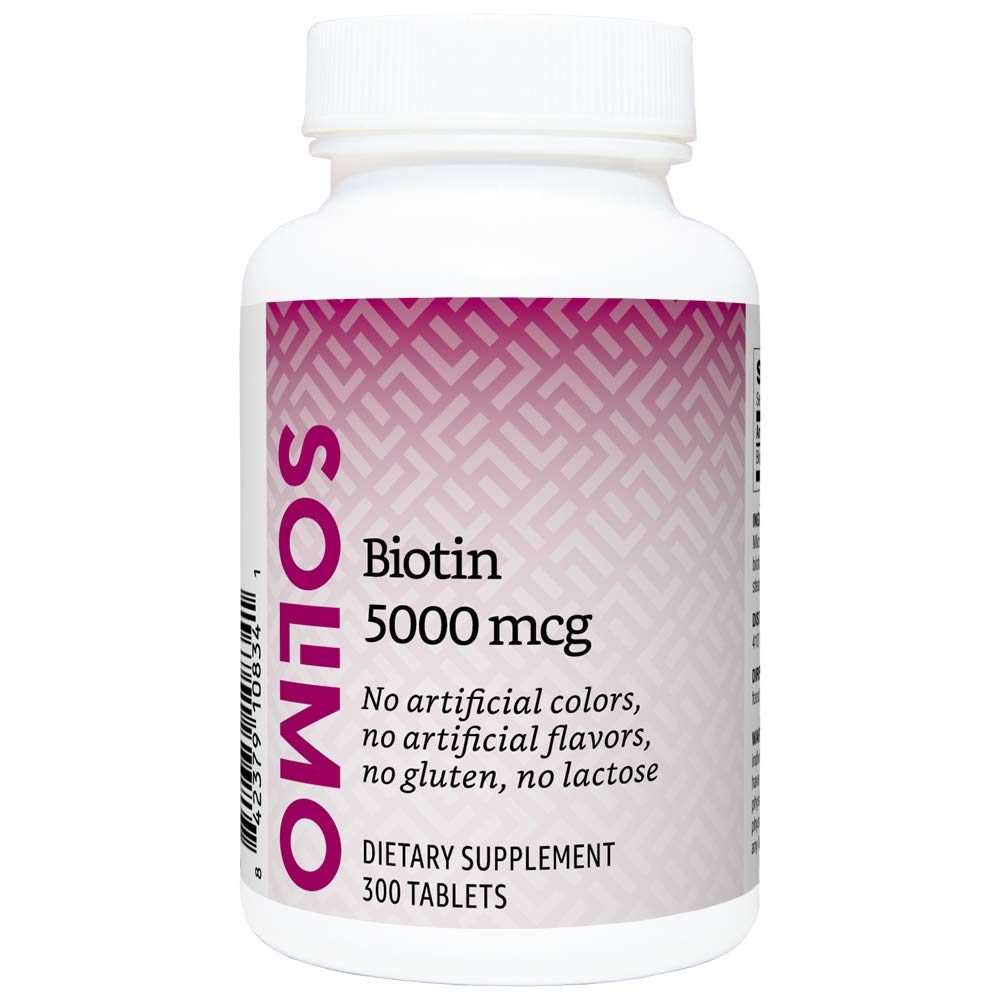 Amazon Brand - Solimo Biotin 5000 mcg, 300 Tablets, Value Size - Ten Month Supply & Solimo Calcium, Magnesium & Zinc, Calcium 1000 mg, Magnesium 400mg, Zinc 15mg per Serving (3 Caplets), 150 Caplets