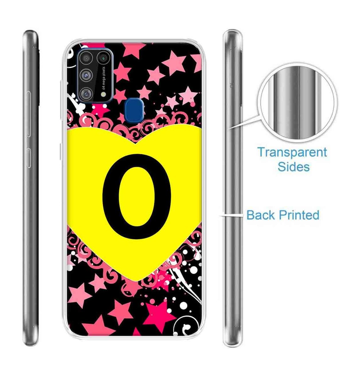 Amazon Brand - Solimo Designer Multicolor Heart Pattern Alphabet-O Printed Soft Back Case Mobile Cover for Samsung Galaxy M31