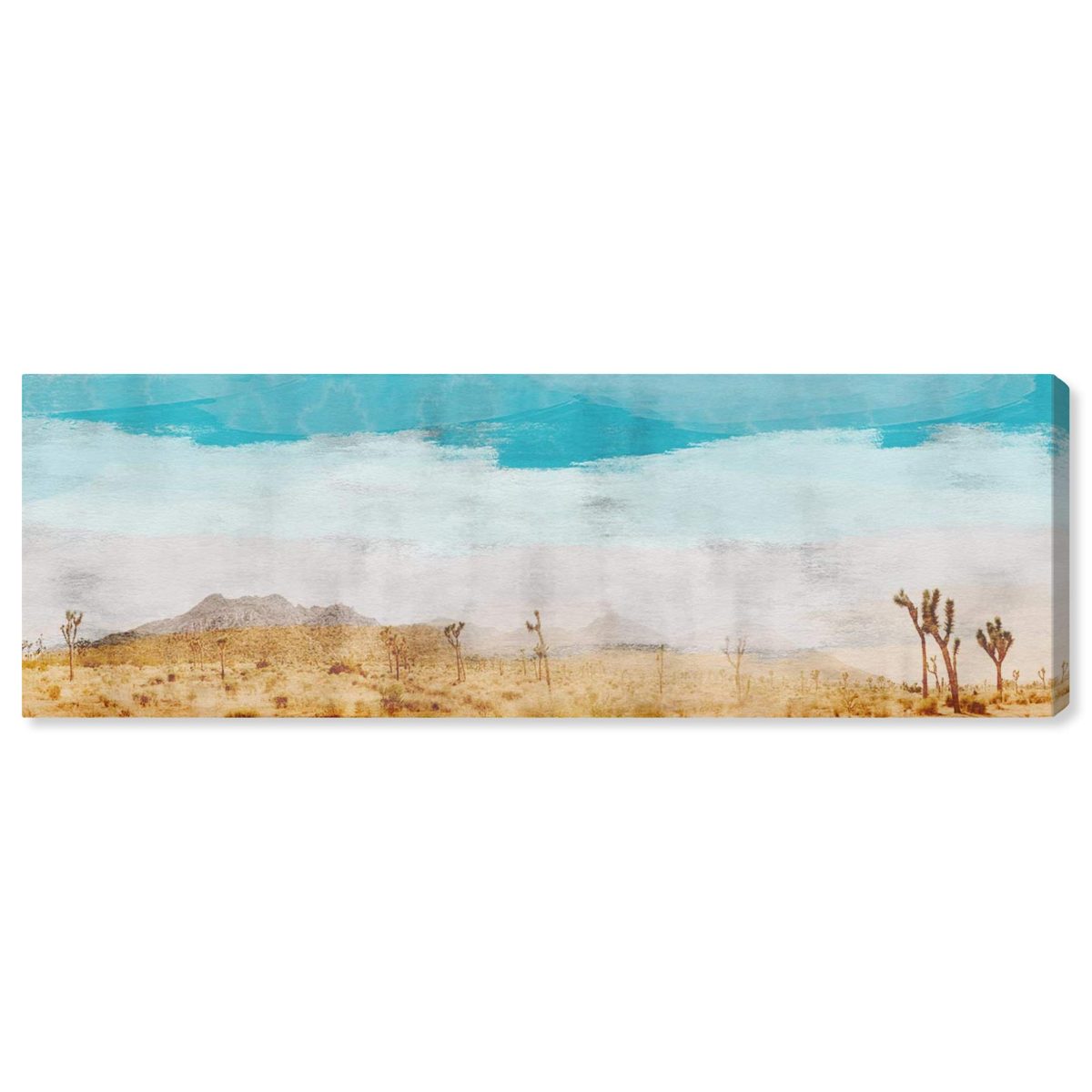 Amazon Brand – Stone & Beam Contemporary Turquoise and Tan Desert Scene on Canvas Wall Art, 60" x 20"
