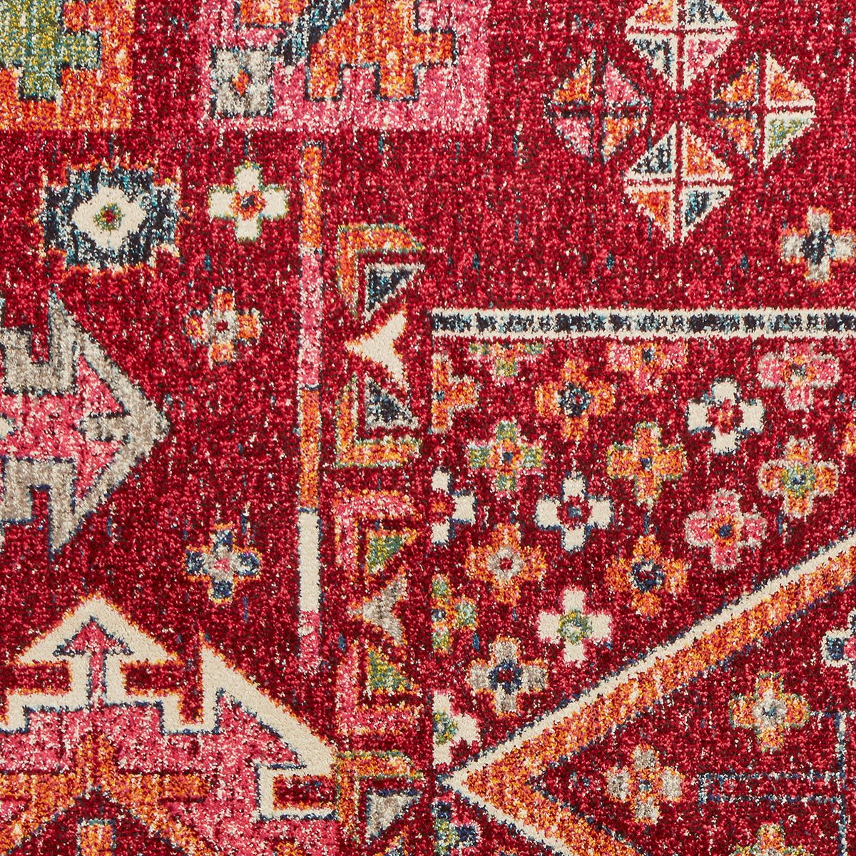 Rivet Red Mosaic Multi-Print Wool Rug, 7'10" x 11', Red