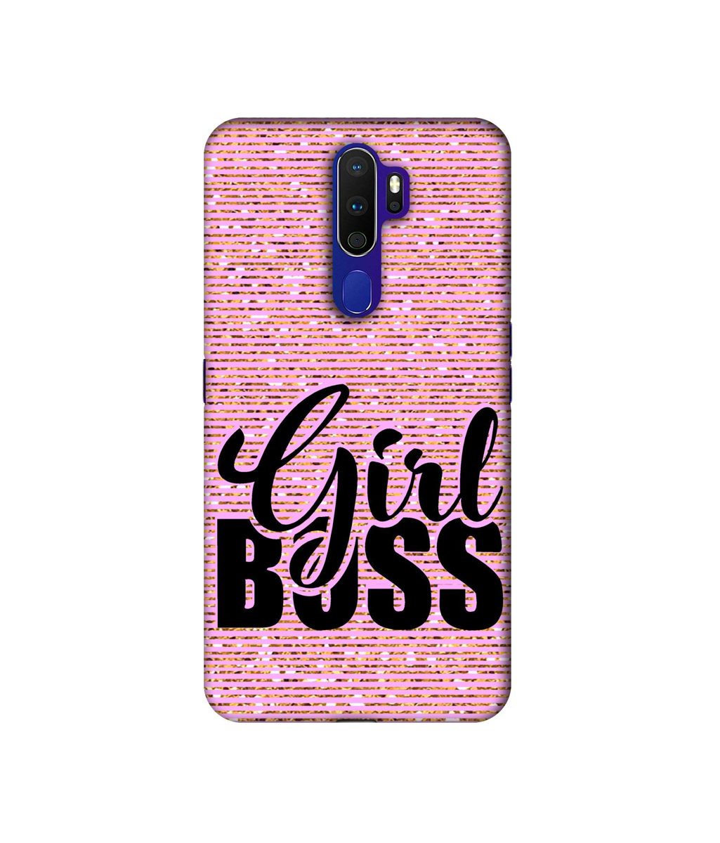 Amazon Brand - Solimo Designer Girl Boss On Pink Sparkle 3D Printed Hard Back Case Mobile Cover for Oppo A9 (2020)