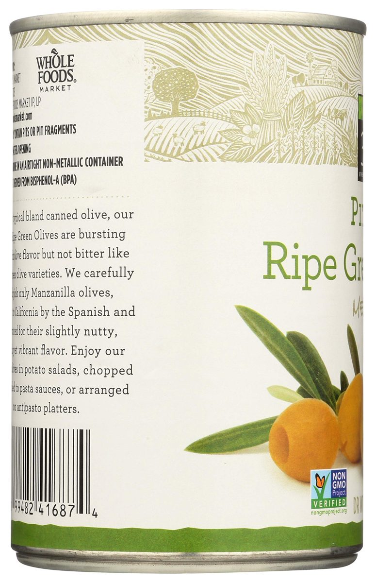 365 Everyday Value, Pitted Ripe Green Olives, Medium, 6 oz
