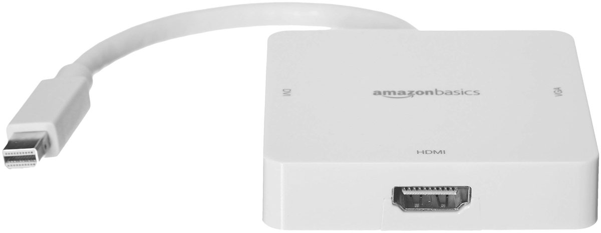 AmazonBasics Mini DisplayPort to HDMI/DVI/VGA Adapter - White, 5-Pack (Renewed)