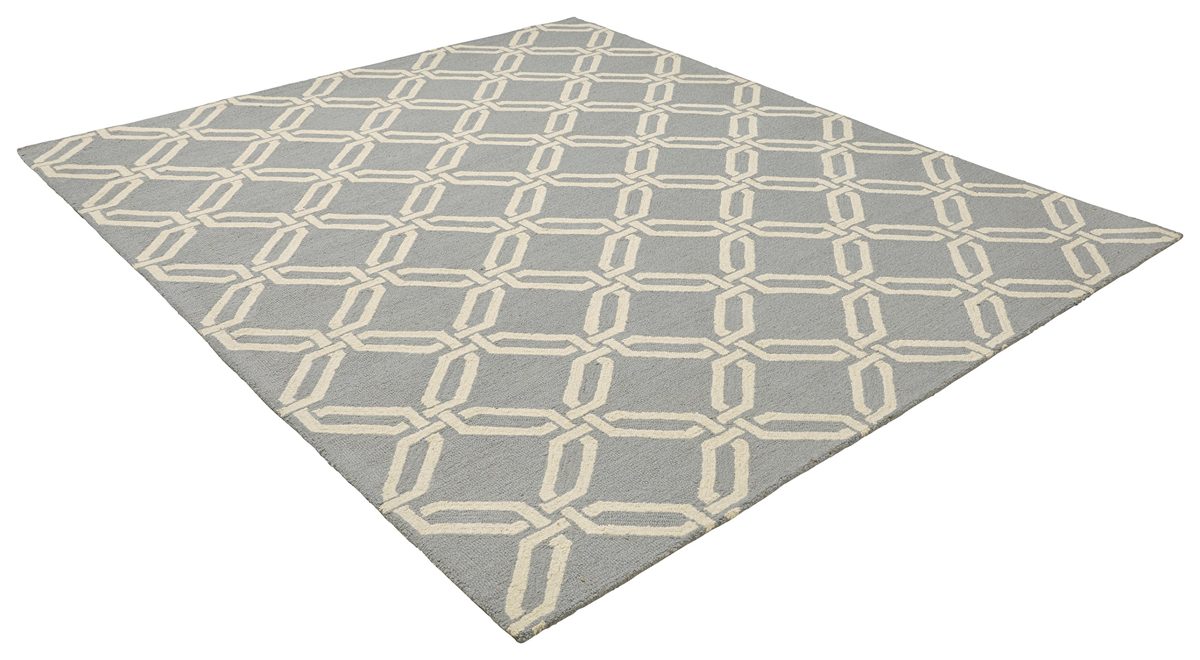 Amazon Brand – Stone & Beam Contemporary Interlocking Rings Wool Area Rug, 7' 6" x 9' 6", Light Blue