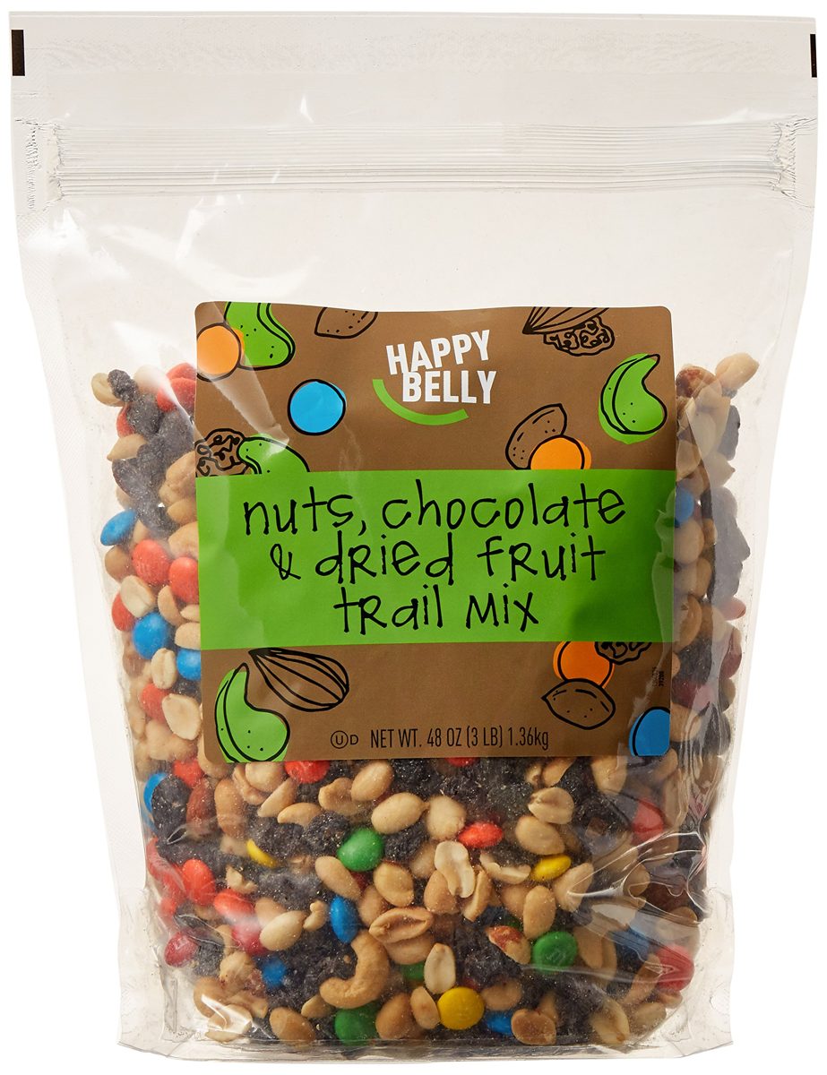Amazon Brand - Happy Belly Nuts, Chocolate & Dried Fruit Trail Mix, 48 oz & Happy Belly Sweet & Spicy Trail Mix, 40 Ounce