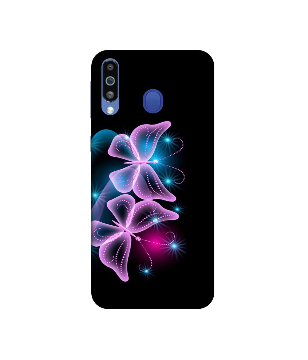 Amazon Brand - Solimo Designer Butterflies Neon Light 3D Printed Hard Back Case Mobile Cover for Samsung Galaxy M21