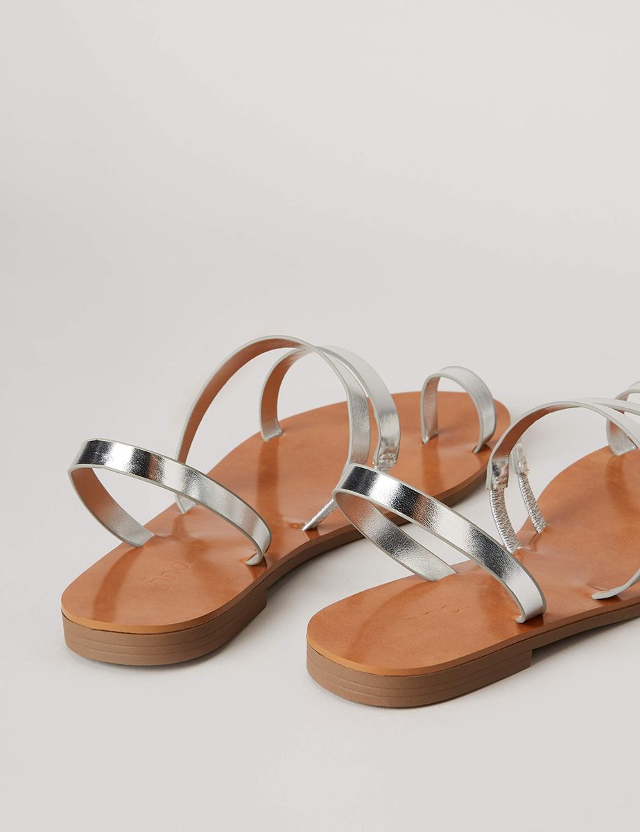 find. Women's Flat Gladiator Sandals, (Silver), 8 UK