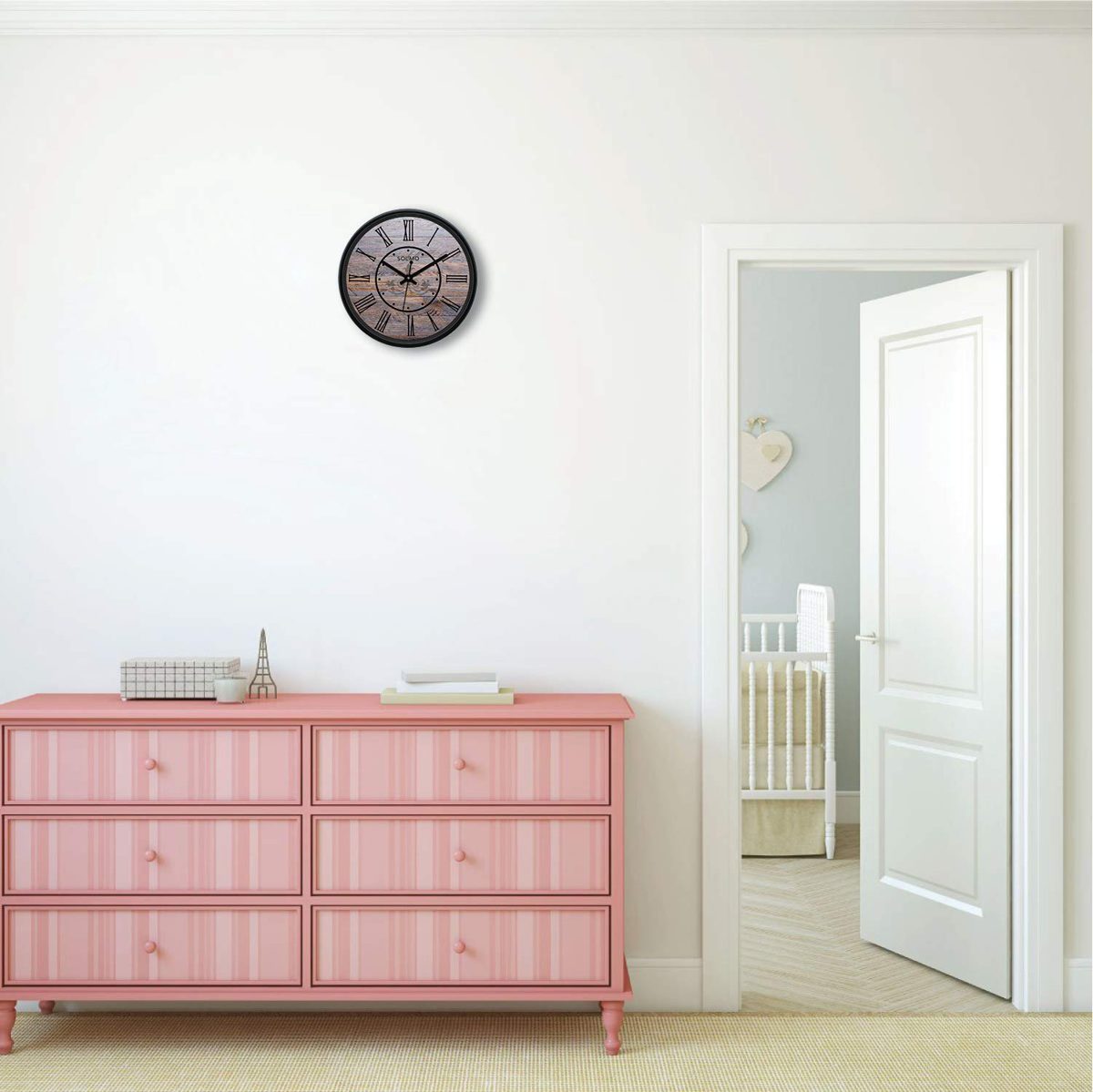 Amazon Brand - Solimo 12-inch Wall Clock - Star Gazer (Silent Movement)