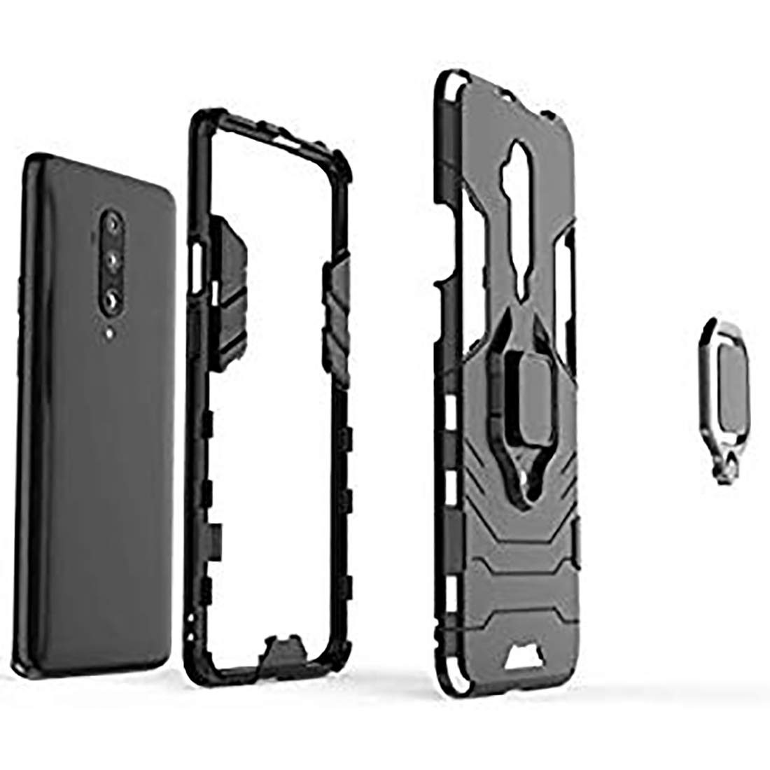Amazon Brand - Solimo Kickstand Mobile Cover (360° Rotating Ring Holder) for Oneplus 7T Pro (Blue)
