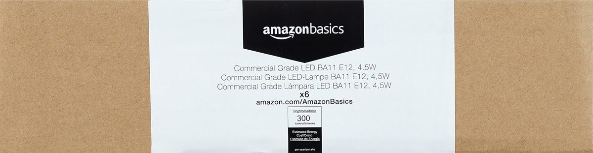AmazonBasics Commercial Grade LED Light Bulb 40W Equivalent, BA11, Soft White, Dimmable, 6-Pack