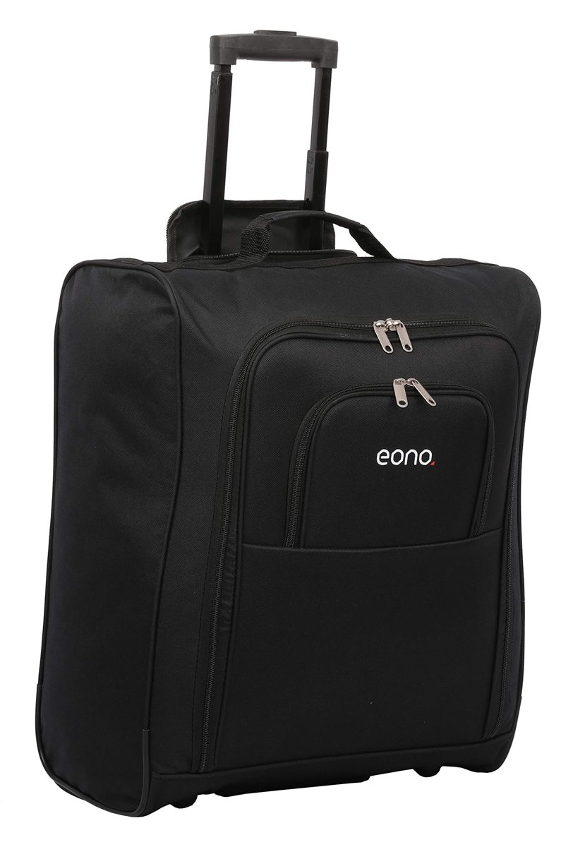 Eono Easyjet, British Airways, Jet2 56X45X25Cm Maximum Cabin Luggage with Certificate, Suitcase, 56 cm, 60 Litre, Black (Black)