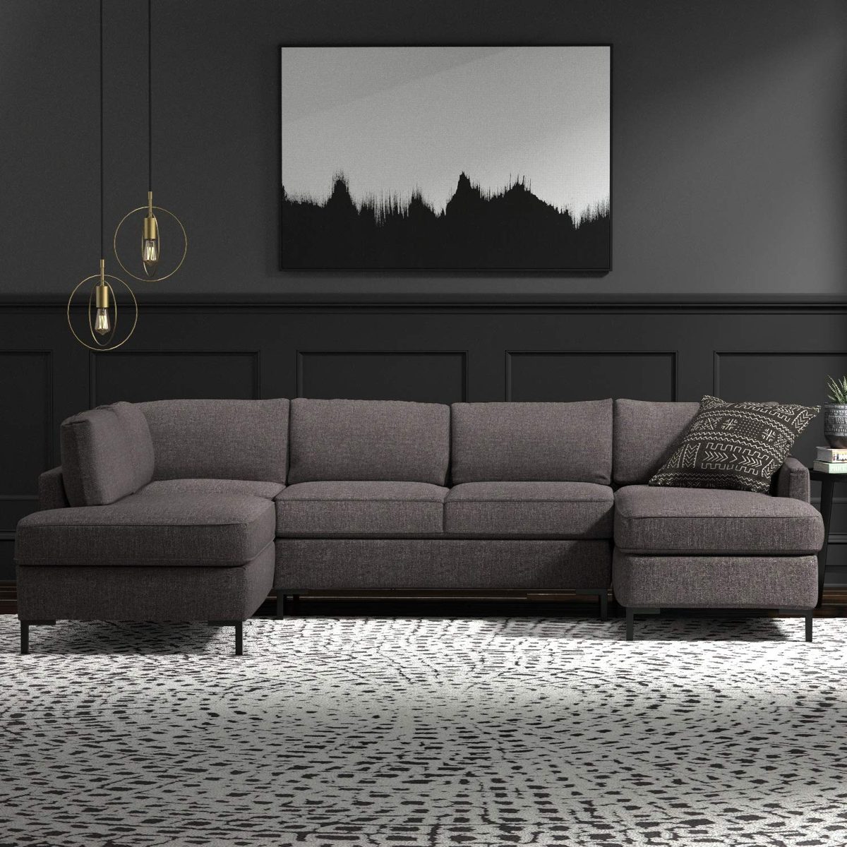 Amazon Brand – Rivet Edgewest Low Back Modern Left U-Sectional, 117"W, Slate Brown