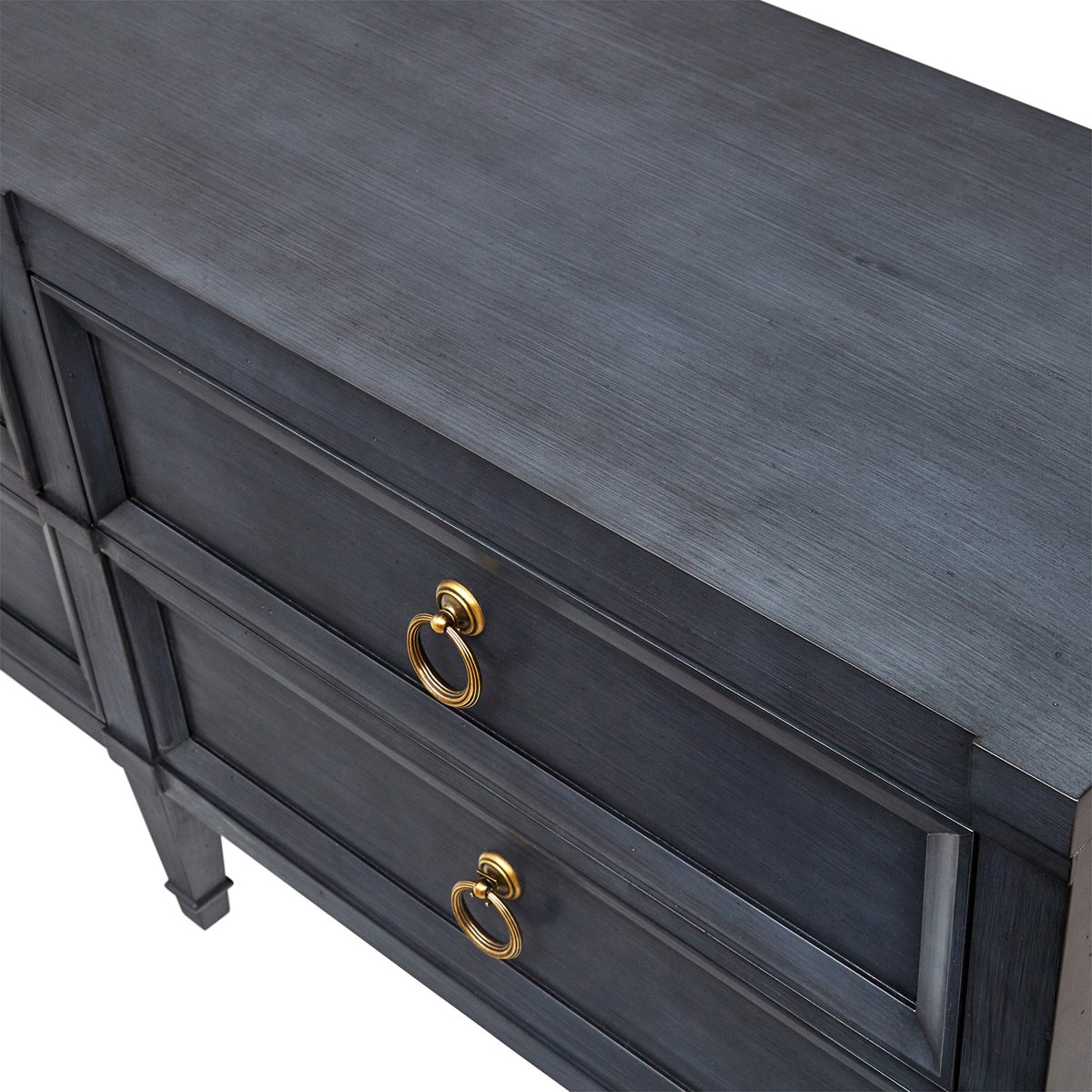 Amazon Brand – Stone & Beam Alan Casual Wood Media TV Console Table, 62"W, Washed Navy and Gold
