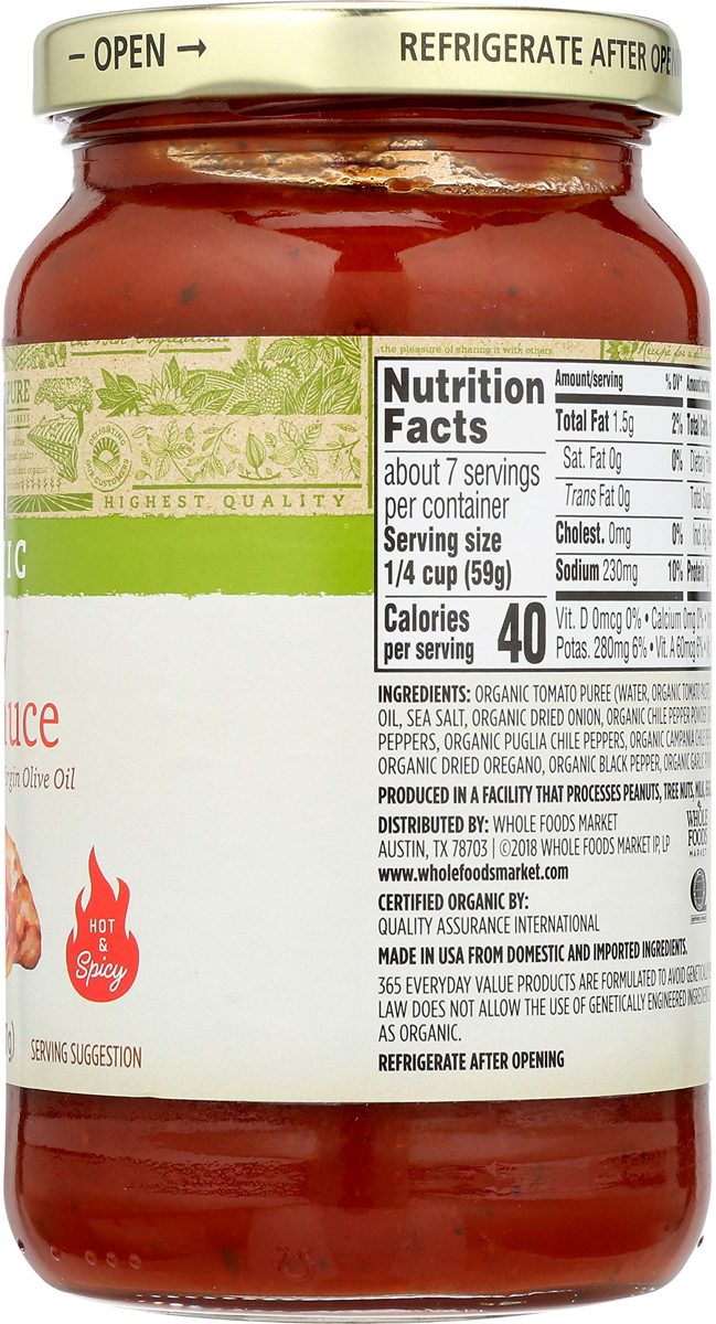 365 Everyday Value, Organic Spicy Pizza Sauce, 14 oz