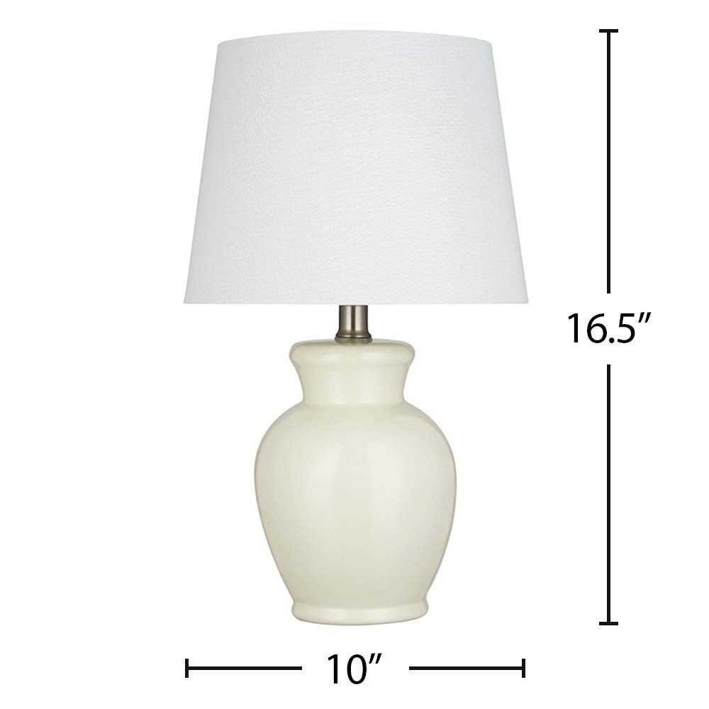 Amazon Brand – Ravenna Home Table Lamp with Round Ceramic Base and LED Light Bulb, 16.5"H, Cannoli Cream