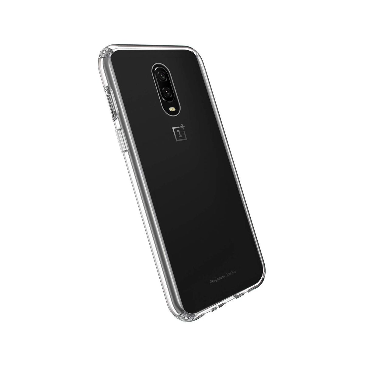 Amazon Brand - Solimo Transparent Case (Hard Back & Soft Bumper Cover) with 8 Foot Drop Porotection & Shock Absorbing Bumpers for OnePlus 7