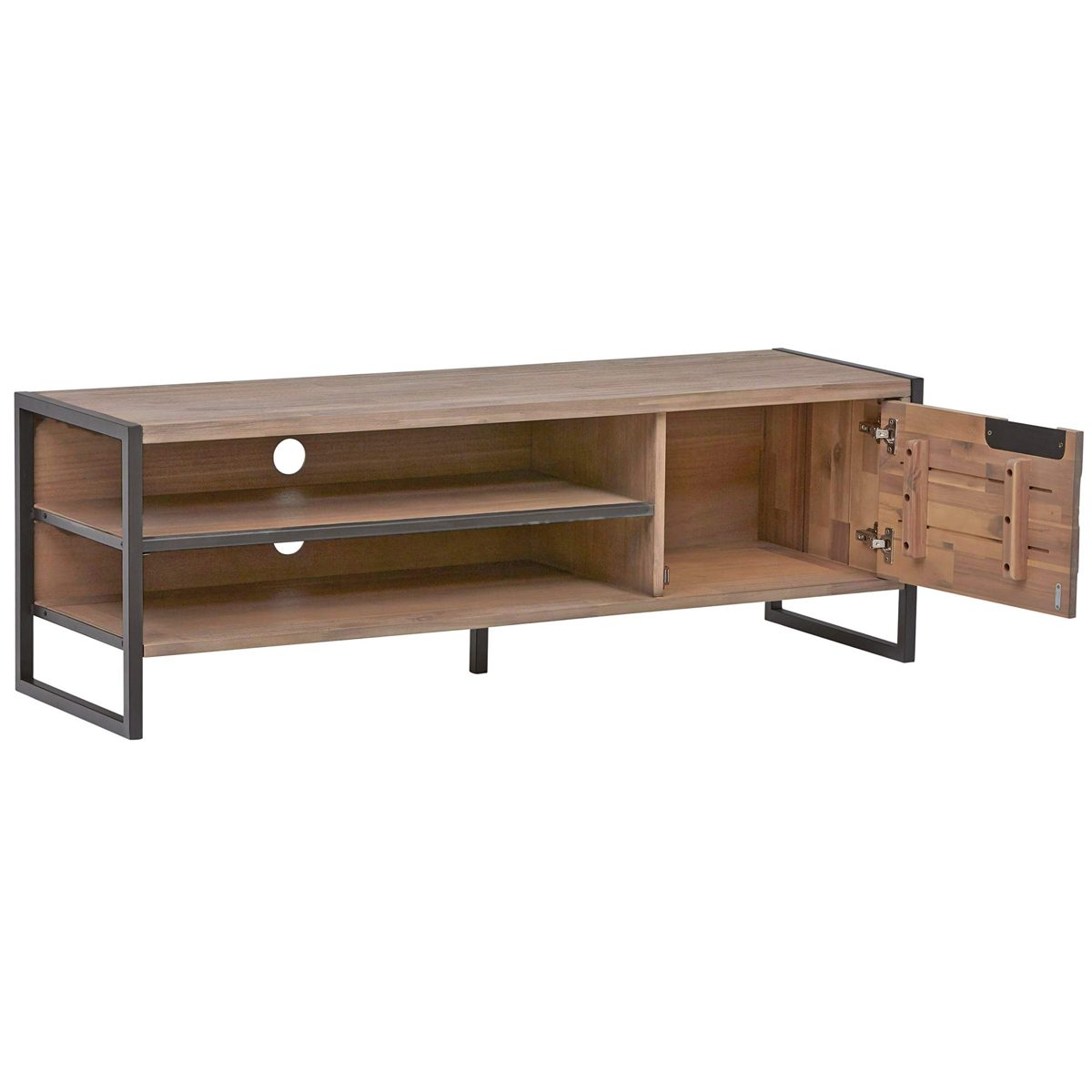 Amazon Brand – Rivet Roxmere Mid-Century Modern TV Media Console Center Stand, 59"W, Acacia Wood &amp; Dark Metal