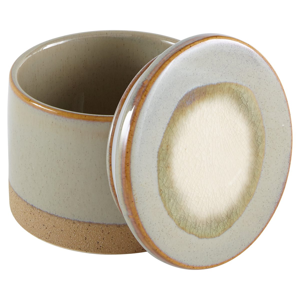 Amazon Brand – Stone & Beam Stoneware Round Decorative Jewelry Box - 3.75 x 4.75 Inches, Sage