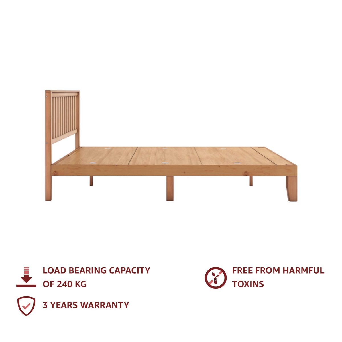 Amazon Brand - Solimo Neo Solid Wood Queen Bed (Walnut Finish)