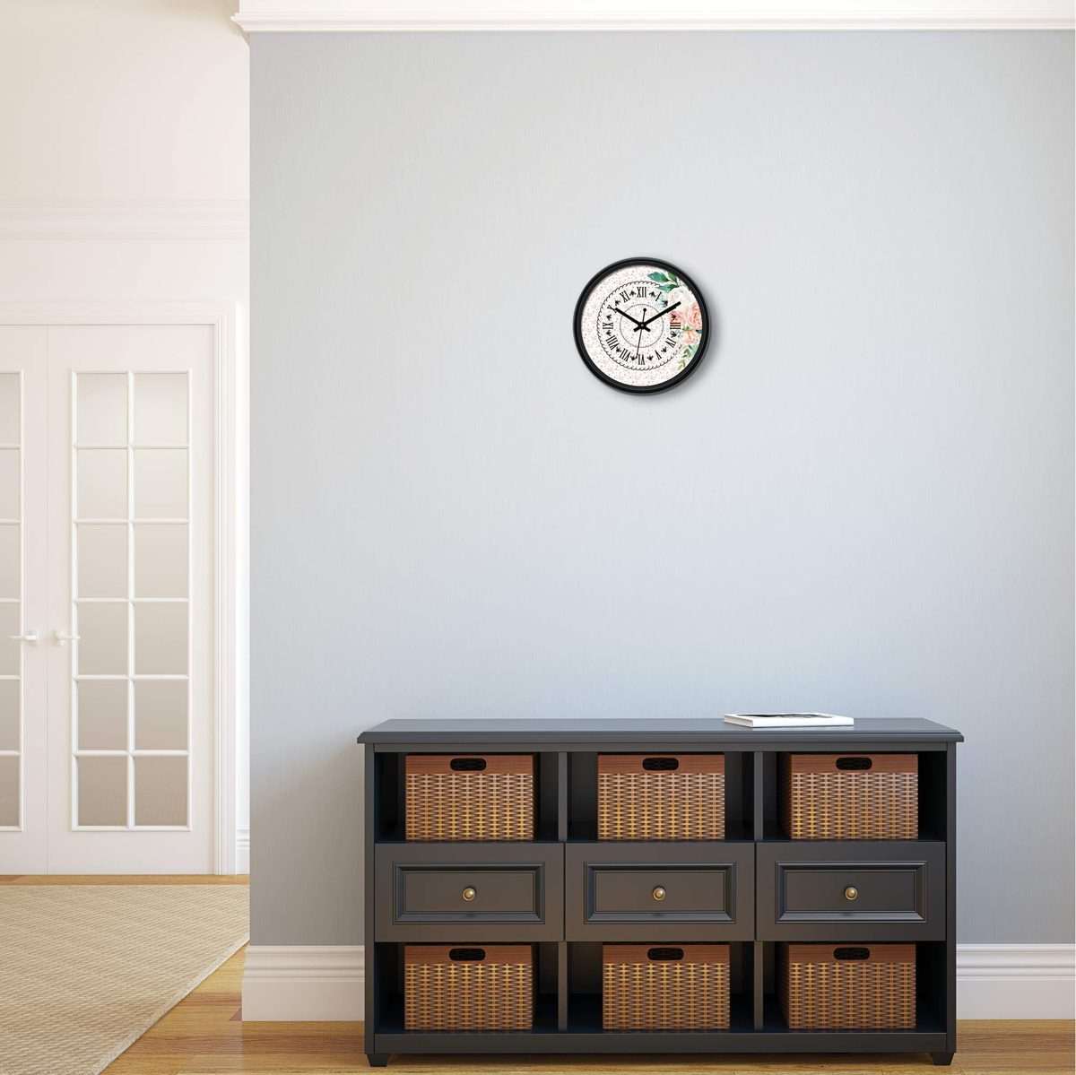 Amazon Brand - Solimo 12-inch Wall Clock - Splendour (Silent Movement)