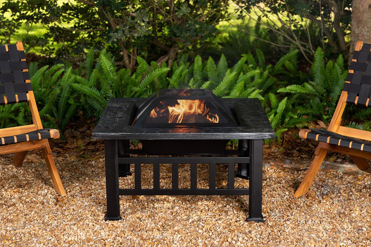AmazonBasics Stone Square Fire Pit, 81.2 cm