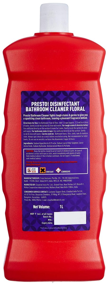 Amazon Brand - Presto! Bathroom Cleaner, Floral - 1 L
