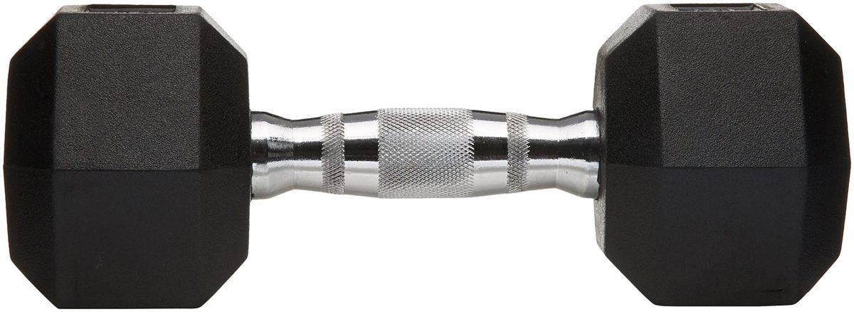 AmazonBasics Rubber Encased Hex Dumbbell Weight - 11.3 x 4.5 x 4.3 Inches, 15 Pounds, Pack of 1