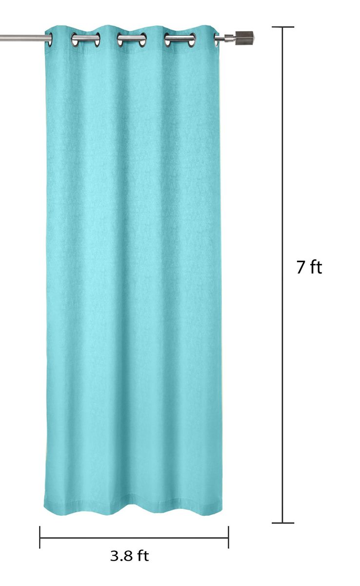 Amazon Brand - Solimo Magnolia Door Curtain, 7 feet - Set of 1 (Turquoise Blue)