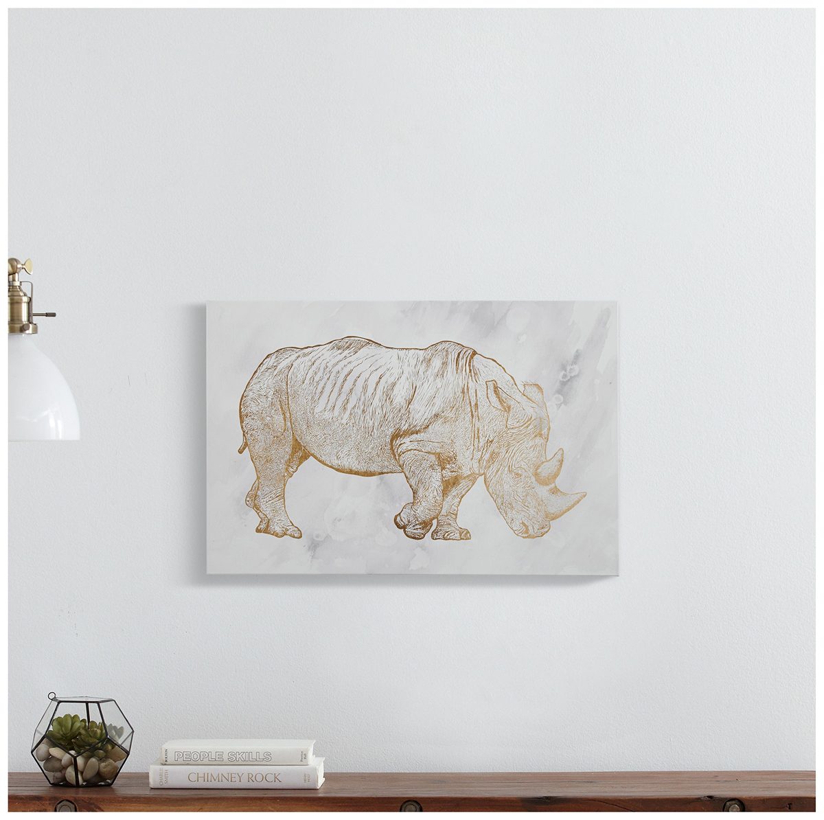 Amazon Brand – Rivet Canvas Print of Gold Rhinoceros, 24" x 16"