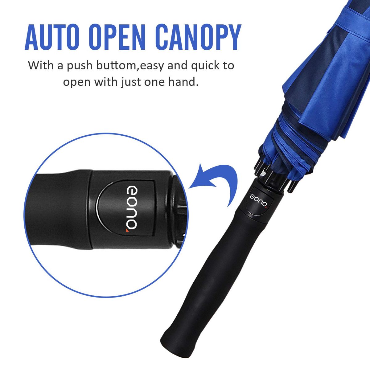 Eono by Amazon - Golf Umbrella 62 Inch Large Oversize Double Canopy Vented Windproof Waterproof Automatic Open Stick Umbrellas for Men and Women Navy/Royal Blue