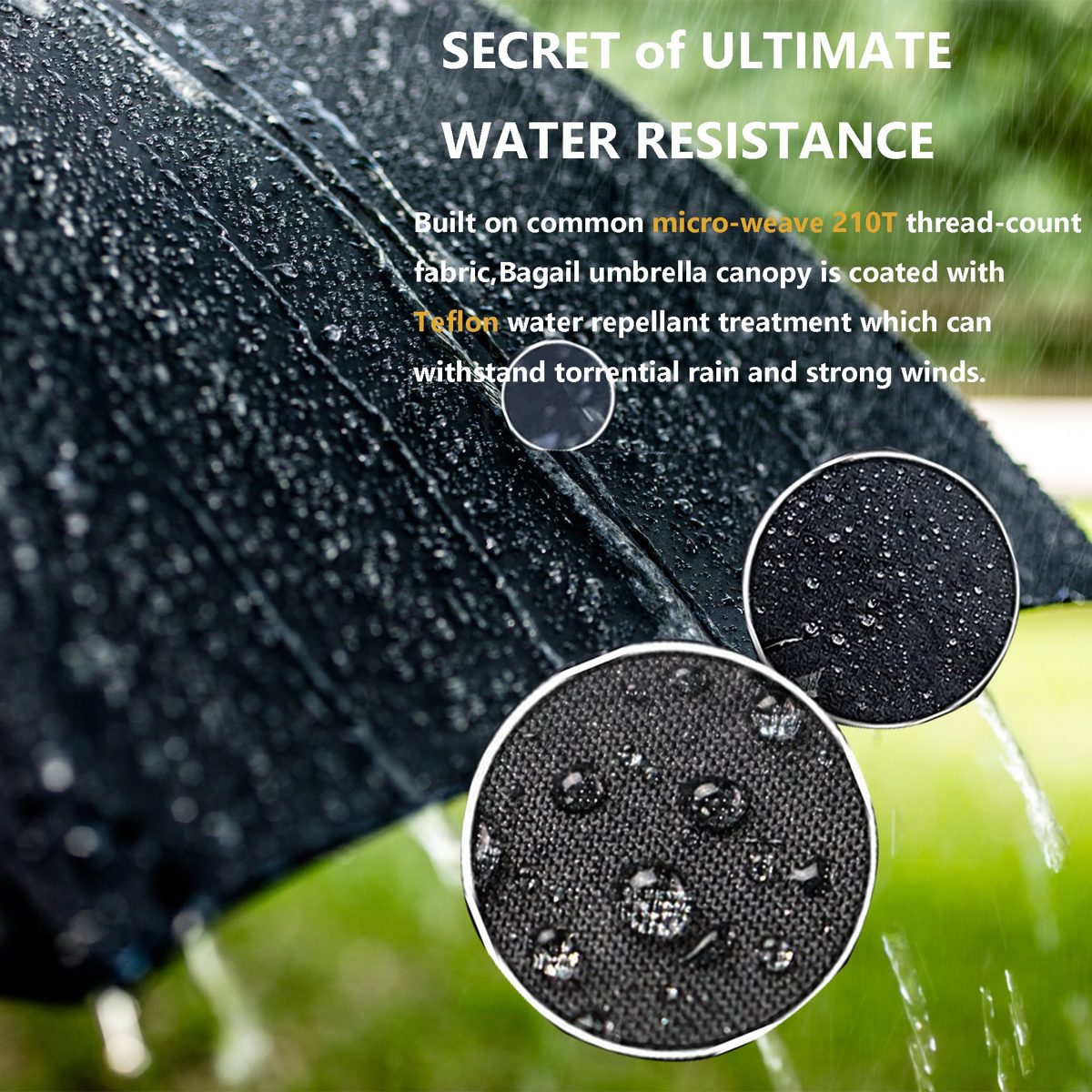 Eono by Amazon - Folding Umbrella Compact Travel Umbrella Strong Durable Windproof Rain Umbrella Portable Umbrella with Teflon Coating - Reinforced Canopy, Ergonomic Handle, Auto Open/Close, Red