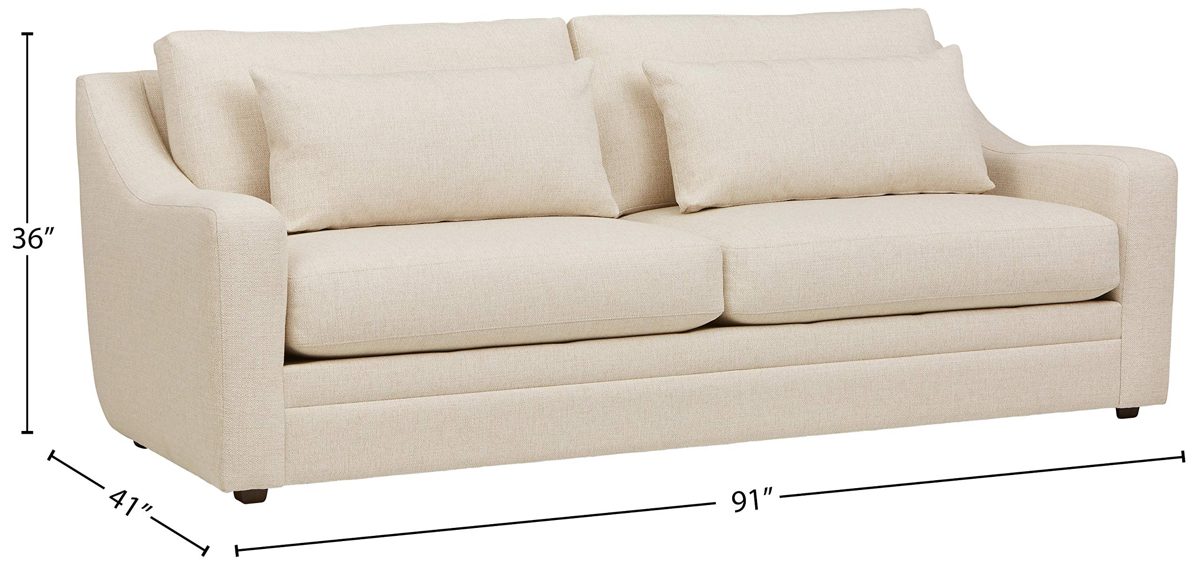 Amazon Brand – Stone & Beam Calhoun Sofa Couch, 91"W, Ecru