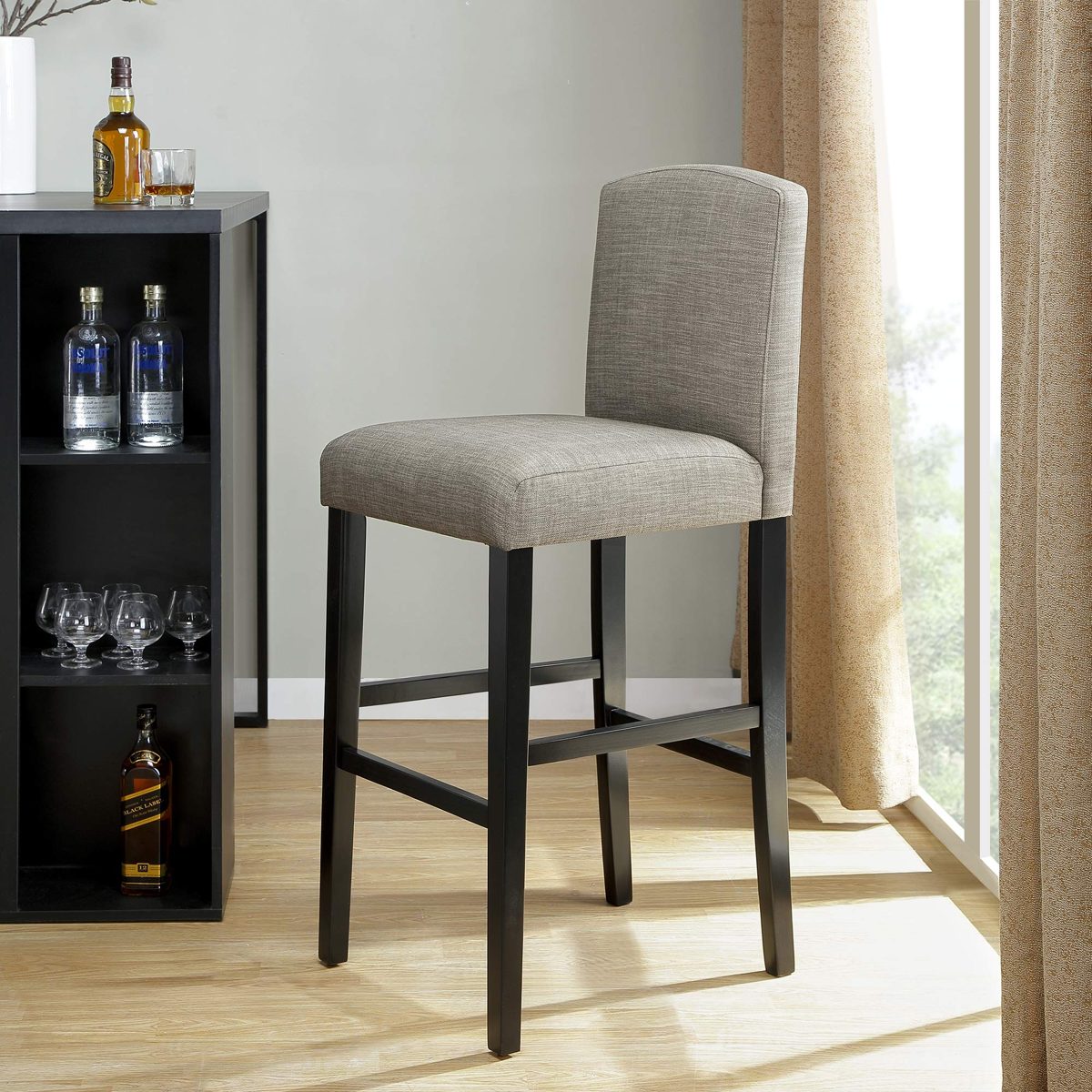 Amazon Brand – Ravenna Home Modern Bar Stool with Back, 44 Inch Height, Grey, Set of 2