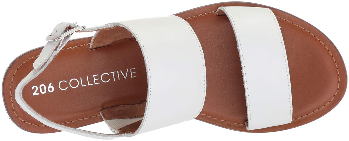 Amazon Brand - 206 Collective Women's Cedar Casual Double Band Sandal, White Leather, 12 B US