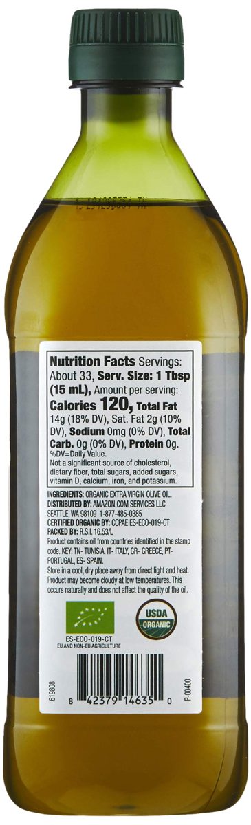 AmazonFresh Organic Extra Virgin Olive Oil, 500 ml (16.9 FL OZ)