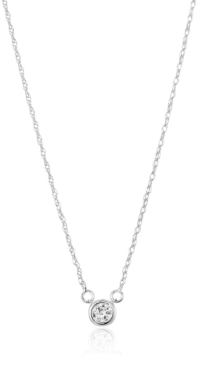 IGI Certified Lab Grown Diamond Bezel-Set Necklace in 14k White Gold (3/4 CT.TW, I-J Color, SI1-SI2 Clarity)