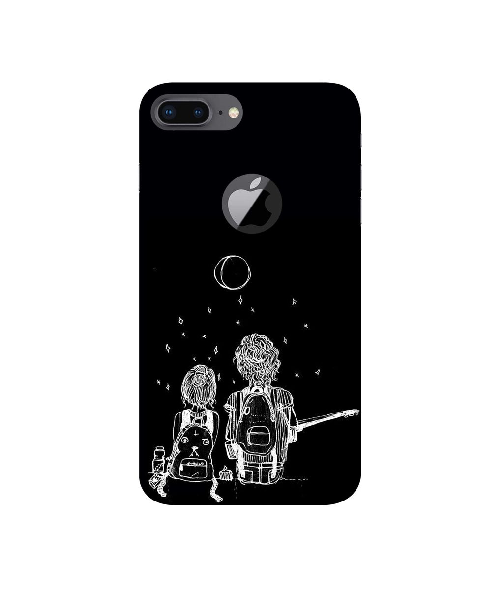Amazon Brand - Solimo Designer Couples Sitting at Dark 3D Printed Hard Back Case Mobile Cover for Apple iPhone 8 Plus (with Logo Cut)