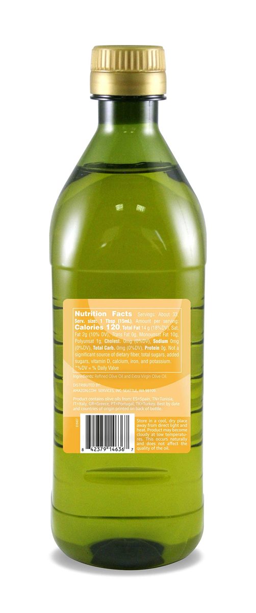 Amazon Brand - Solimo Olive Oil, Mediterranean Blend, 16.9 fl oz (500mL)