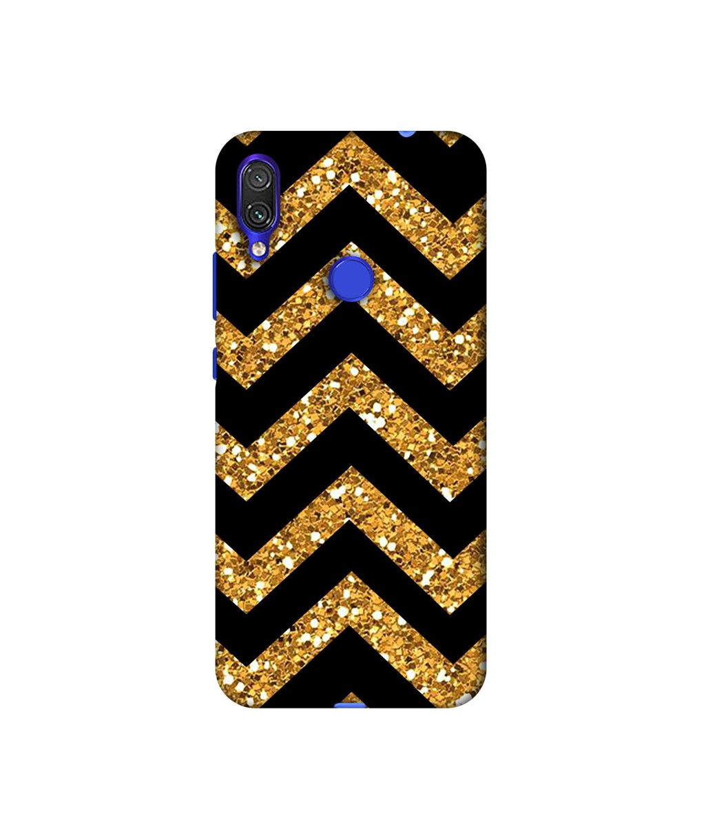 Amazon Brand - Solimo Designer Golden Zik Zak Pattern 3D Printed Hard Back Case Mobile Cover for Xiaomi Redmi Note 7 Pro
