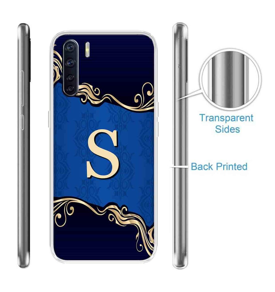 Amazon Brand - Solimo Designer Multicolor Blue Pattern Alphabet-S Printed Soft Back Case Mobile Cover for Oppo F15